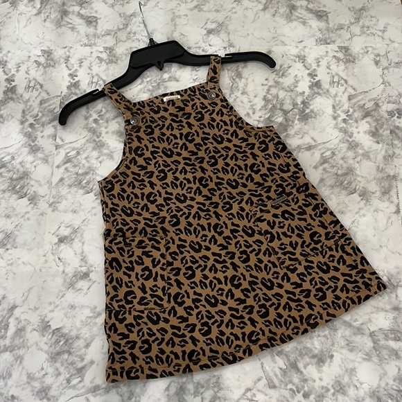 RAINBOW POT Leopard Print Bib Dress Denim Girls Size 5 - Picture 4 of 10